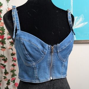 Stylish Blue Denim Crop Top